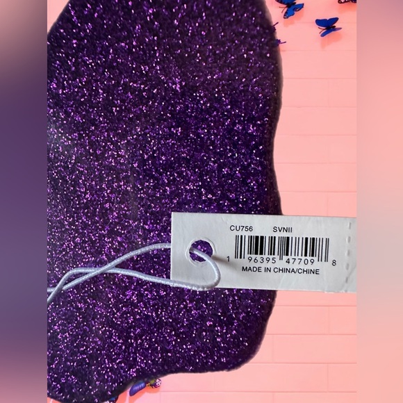 COACH Jasmine Purple Glitter Butterfly Compact Dual Sided Mirror  NWT - Picture 5 of 8